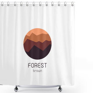 Personality  Isolated Round Forest Vector Logo. Gold Forest Silhouette Logotype. Shower Curtains