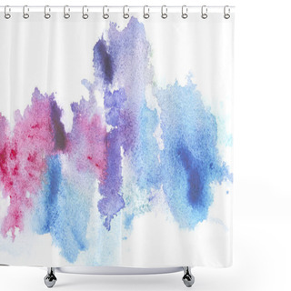 Personality  Abstract Painting With Bright Blue And Pink Paint Blots On White  Shower Curtains