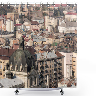 Personality  Aerial View Of City With Roof Of Dominican Church And Old Buildings In Historical Center Shower Curtains
