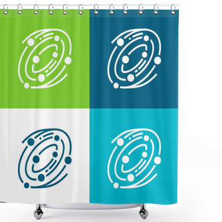 Personality  Astronomy Flat Four Color Minimal Icon Set Shower Curtains
