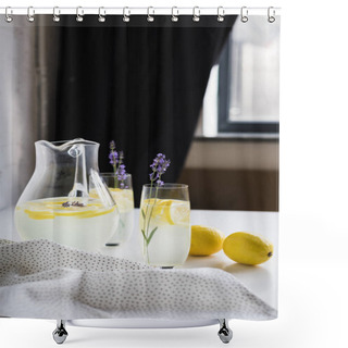 Personality  Lemonade In Glasses And Jar Shower Curtains