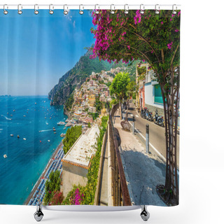 Personality  Landscape With Positano Town At Famous Amalfi Coast, Italy Shower Curtains