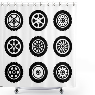 Personality  Car Wheels Icons Set Shower Curtains