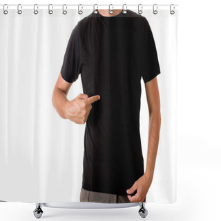 Personality  Man In Blank Black T-shirt Shower Curtains