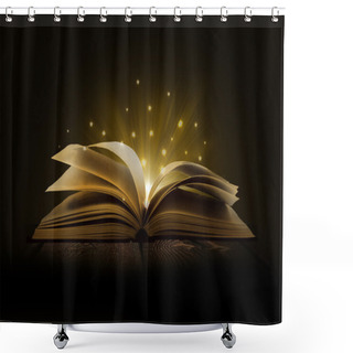 Personality  Image Of Opened Magic Book With Magic Lights Shower Curtains