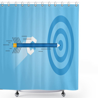Personality  Flat Line Design Website Banner Of Setting And Achieving Education Goals. Shower Curtains
