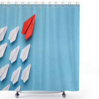 Personality  Blue Paper Boat Leading Among White Ships Shower Curtains