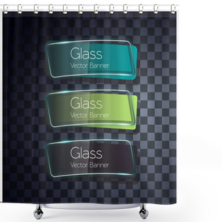 Personality  Glass Shine Template With Banners Shower Curtains