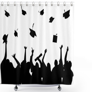 Personality  Silhouettes Of Graduates With Books Shower Curtains