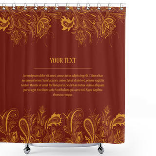 Personality  Beautiful Card With Vintage Hand-drawn Floral Elements. Vector Illustration With Luxury Lace Festive Ornament. Floral Arabic, Indian, Turkish Motifs. Shower Curtains