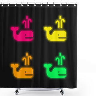Personality  Blue Whale Four Color Glowing Neon Vector Icon Shower Curtains