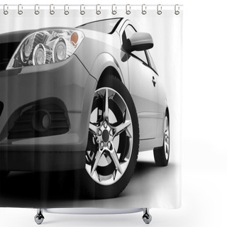 Personality  Silver Car On A White Background Shower Curtains