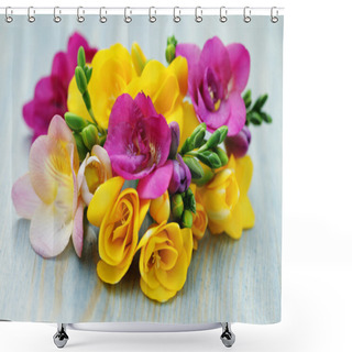 Personality  Freesia Flowers Shower Curtains