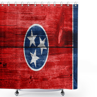Personality  Tennessee State Flag Painted On Old Wood Plank Texture Shower Curtains