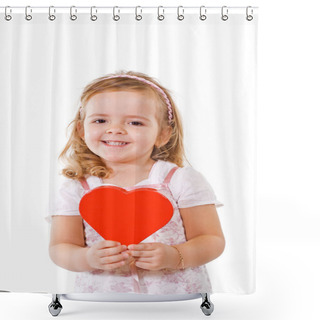 Personality  Happy Smiling Little Girl With Red Heart Shower Curtains