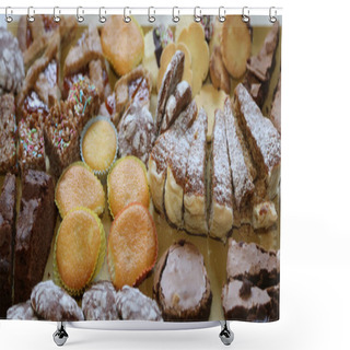 Personality  Pastries And Tasty Slices Of Cake For Sale Shower Curtains