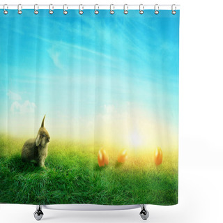 Personality  Spring Meadow With A Rabbit Shower Curtains