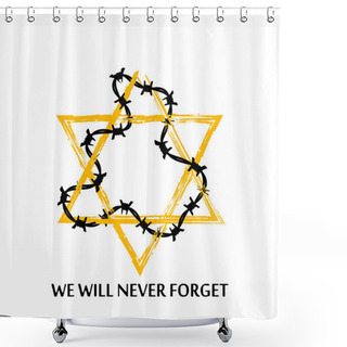 Personality  Vector Jewish Star With Barbed Wire. Shower Curtains
