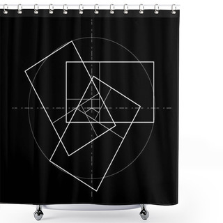 Personality  Minimalistic Style Design. Golden Ratio. Geometric Shapes. Circles In Golden Proportion. Futuristic Design. Logo. Vector Icon. Abstract Vector Background Shower Curtains
