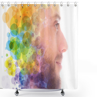 Personality  A Portrait Combined With A Digital Illustration Shower Curtains
