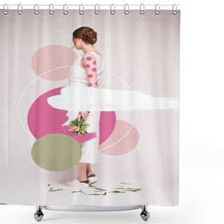 Personality  Girl In White Dress With Flowers Shower Curtains