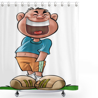 Personality  Smilling Boy Shower Curtains