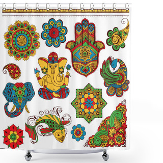 Personality  A Set Of Indian Symbols For Design Shower Curtains