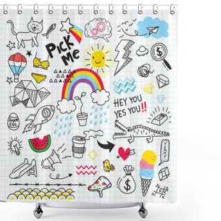 Personality  Set Of Colorful Doodle Shower Curtains