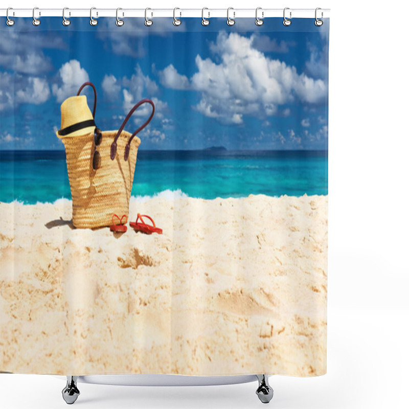 Personality  Beach With Bag At Seychelles Shower Curtains