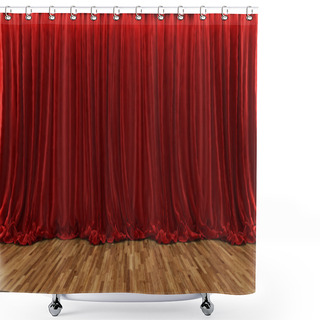 Personality  3d Rendering Theater Stage With Red Curtain And Wooden Floor Shower Curtains