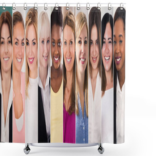 Personality  Happy Multi Ethnic Women Collage. Diverse Group Of Women Portraits Shower Curtains