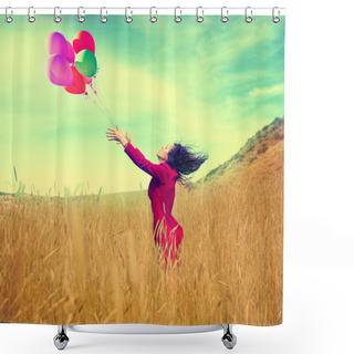 Personality  Girl Walking In A Field Shower Curtains
