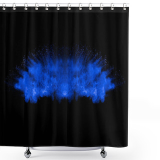 Personality  Abstract Art Blue Powder On Black Background. Shower Curtains