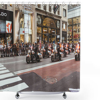 Personality  NEW YORK, USA - OCTOBER 8, 2018: City Parade On Street In New York, Usa Shower Curtains