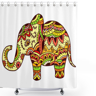 Personality  Decorative Elephant In Ethnic Pattern Shower Curtains