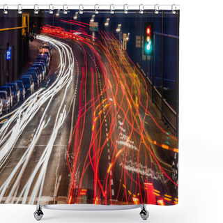 Personality  Austria, Linz. Lights Of Moving Cars Shower Curtains