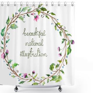 Personality  Watercolor Floral Frame For Wedding Invitation Design Shower Curtains
