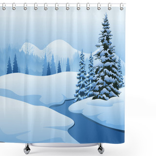 Personality  Beautiful Winter Landscape Shower Curtains