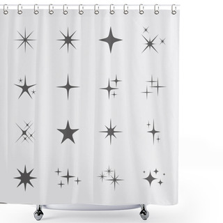 Personality  Set Of Flat Sparkling Star Illustration Vector Shower Curtains