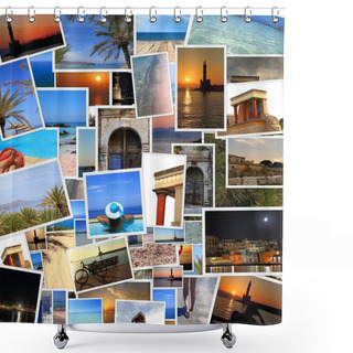 Personality  Collection Of Crete Island Photos Shower Curtains