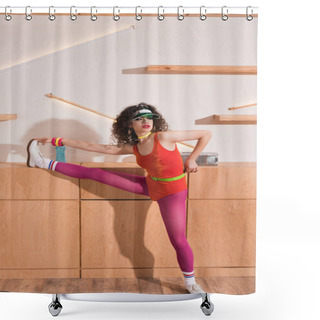 Personality  Woman Stretching Before Training Shower Curtains