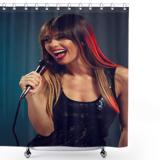 Personality   Singer Holding A Microphone Shower Curtains