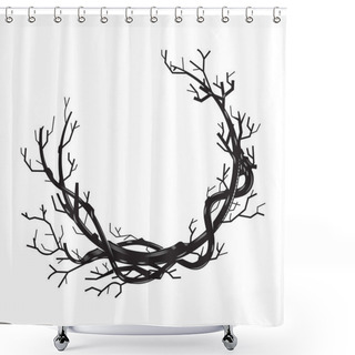 Personality  Branches Tree Roots Frame Woodcut Vintage Line Art. Clip Art Vector Illustration Shower Curtains