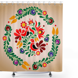 Personality  Hungarian Kalocsai Vector Ornament Shower Curtains