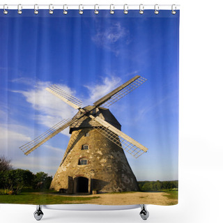 Personality  Traditional Dutch Windmill In Latvia Shower Curtains