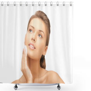 Personality  Beautiful Woman With Cotton Pad Shower Curtains