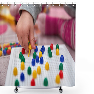 Personality  Toddler Plays With Colorful Pins Shower Curtains