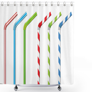 Personality  Colorful Drinking Straws, Vector Set Shower Curtains