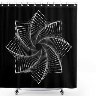 Personality  Design Spiral Dots Flower Backdrop. Abstract Monochrome Background. Vector-art Illustration. No Gradient Shower Curtains