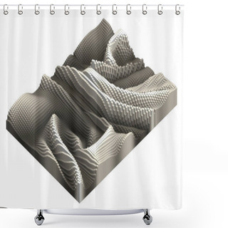 Personality  Voxel Terrain Landscape Pixel Art Sample - 3D Brick World -  Isometric Logarithmic Model Relief Concept  Illustration Shower Curtains